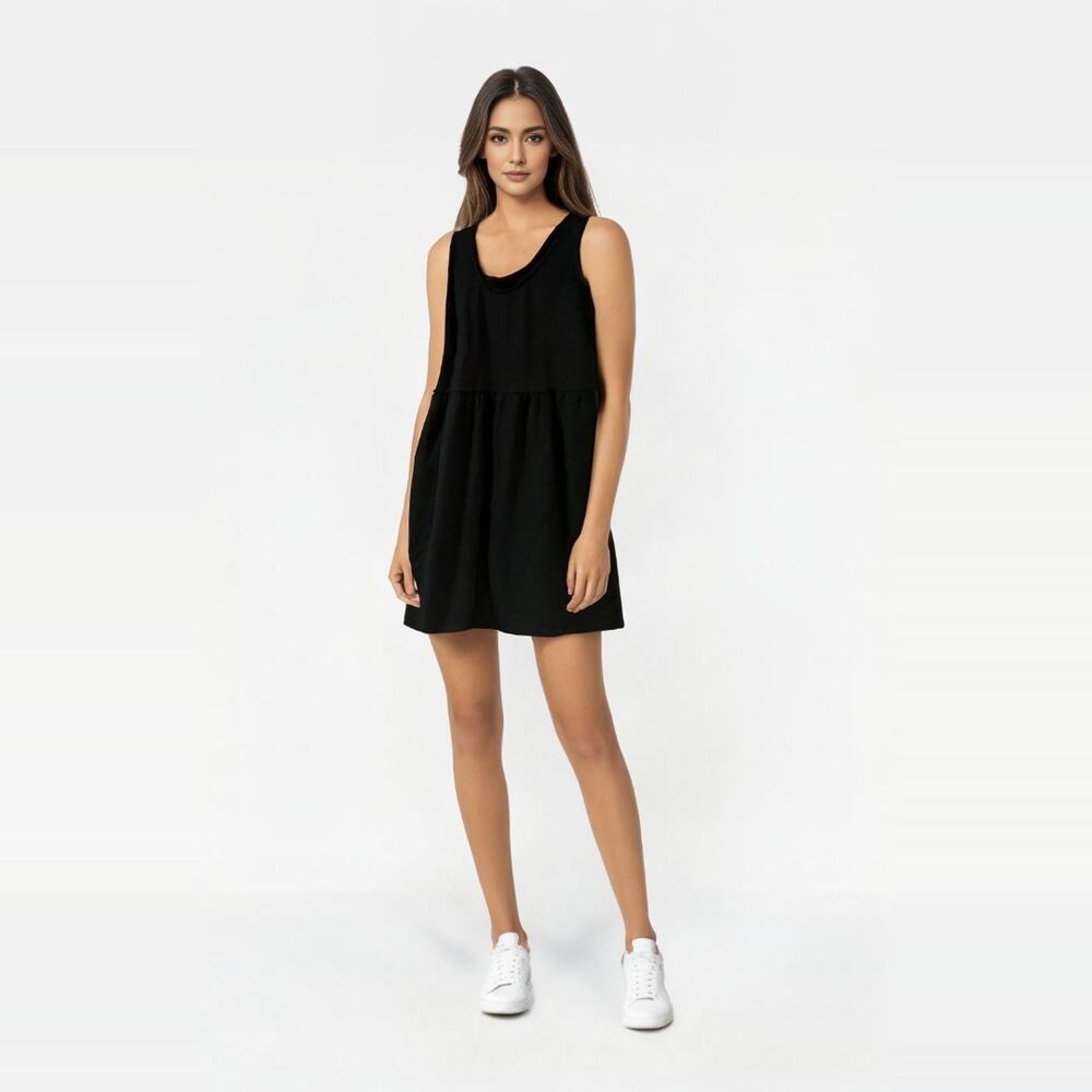 AVA & VIV Black midi textured ribbed tank dress Women's Size 1 X in Black